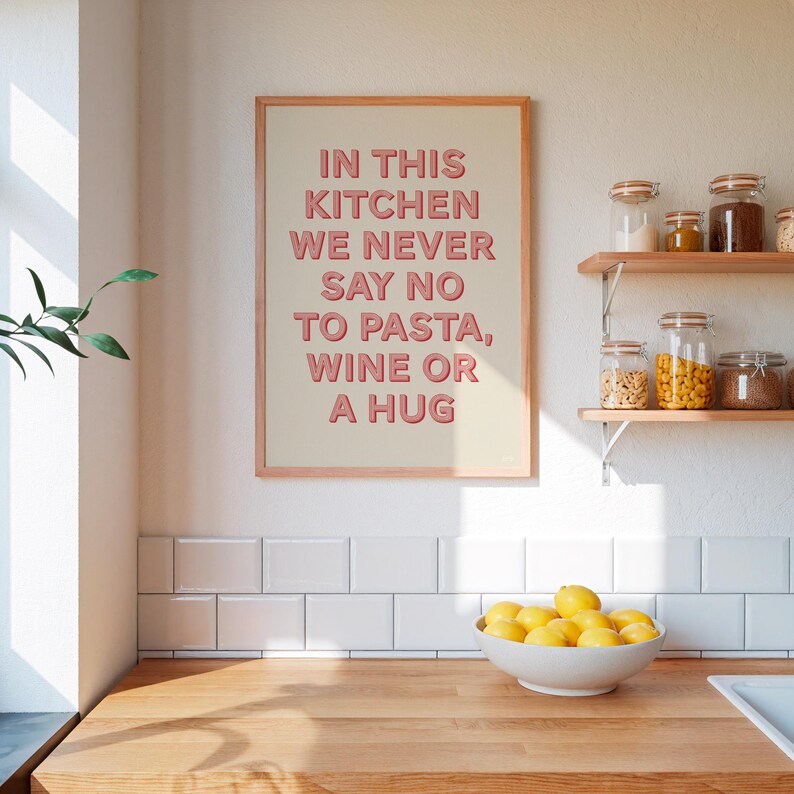 Kitchen Print, Pasta and Wine Art Print, Fun Decor Wall Art, Funny Poster, Funky, Maximalist Decor, Trendy, Colourful Kitchen Wall Art, image 8