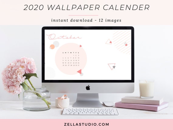 2020 Monthly Abstract Calendar Desktop Background Wallpaper Etsy