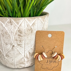 Polymer Clay Bead Dangle Gold Hoop Earrings