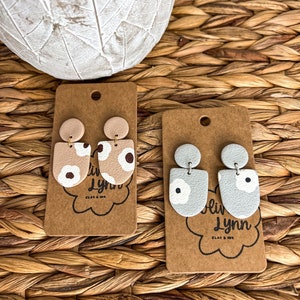 Polymer Clay Floral, Textured Dangle Earrings