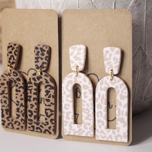 Cheetah Print Polymer Clay Leopard Dangle Earrings
