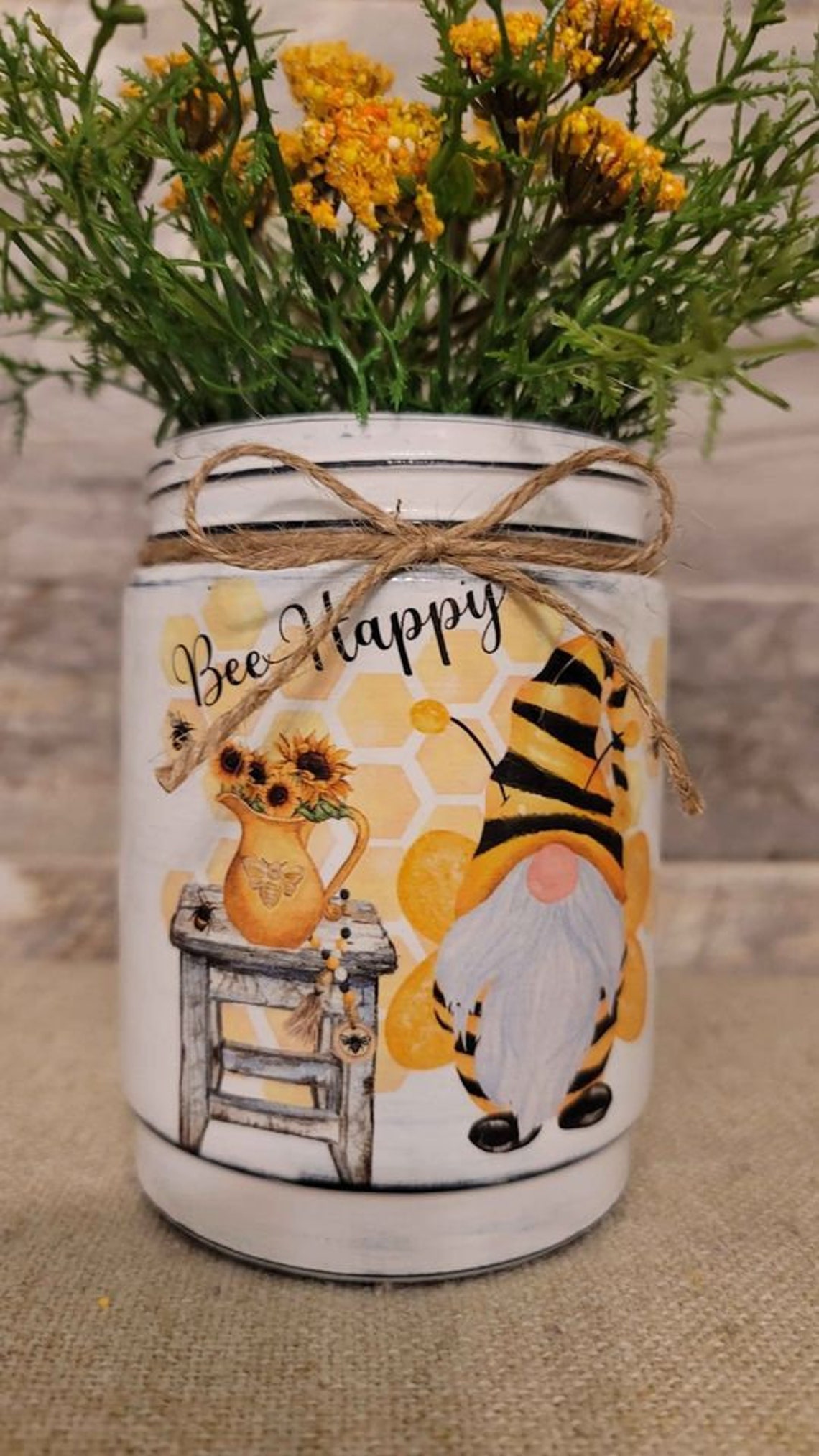 Decorative Handcrafted bee Happy Glass Jar With Etsy