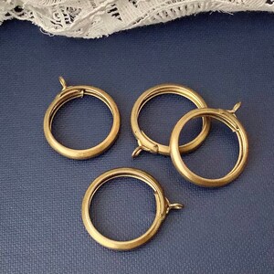 Antique brass curtain rings. 4 circular drapery rings. Victorian/Edwardian era curtain loops. Rustic Vintage Country. Rings for bag making. image 4