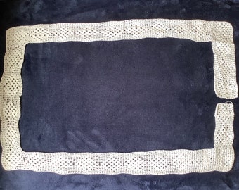 Antique crochet lacework edging. Wide white cotton filet bodice trim. Salvage lace embellishment. Victorian - Edwardian.