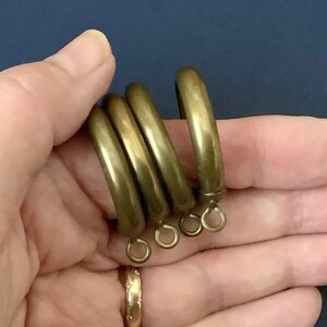 Antique brass curtain rings. 4 circular drapery rings. Victorian/Edwardian era curtain loops. Rustic Vintage Country. Rings for bag making. image 2