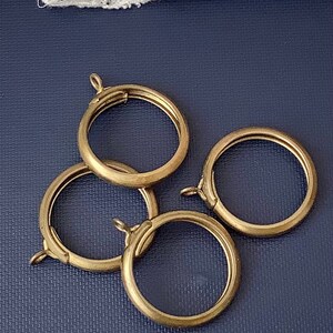 Antique brass curtain rings. 4 circular drapery rings. Victorian/Edwardian era curtain loops. Rustic Vintage Country. Rings for bag making. image 5