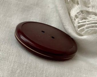 Xtra large vintage plastic button. Single dark wine red coat button. Maroon coloured button from 1970s. Textured large button. Craft button.