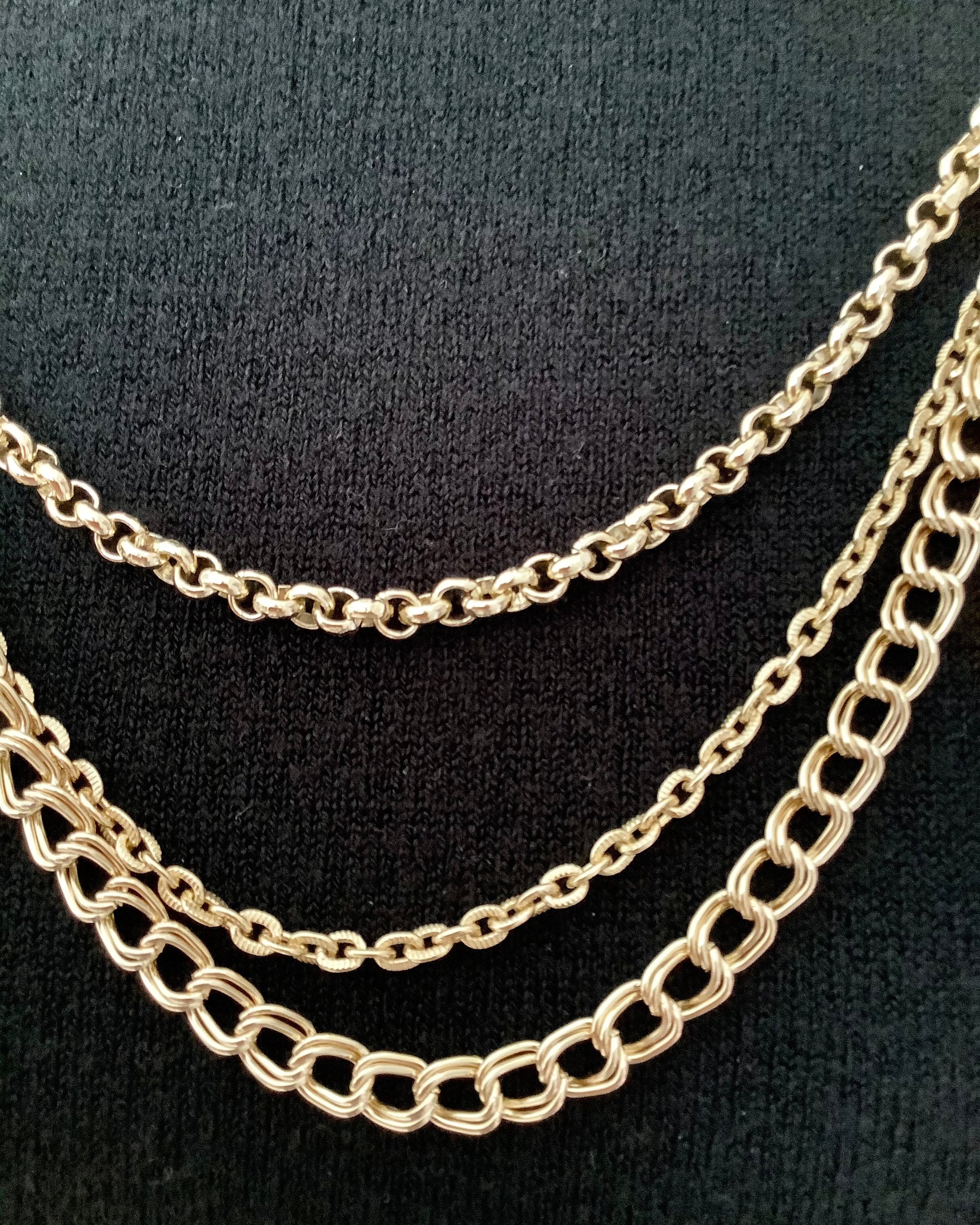 Triple chain necklace. Gold tone 2528cm Multi style yellow Etsy
