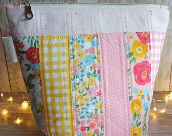 Summers End Patchwork & Quilted Zippered Project Bag