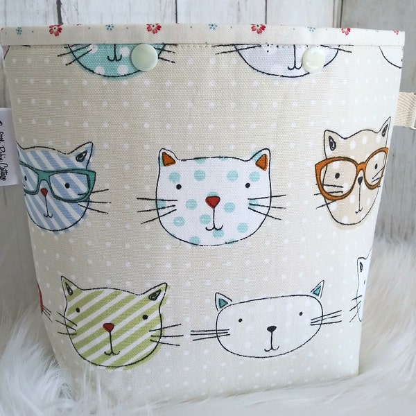 Kitty Cats in Eyeglasses ~ Double Kam Snap ~ Project Bag