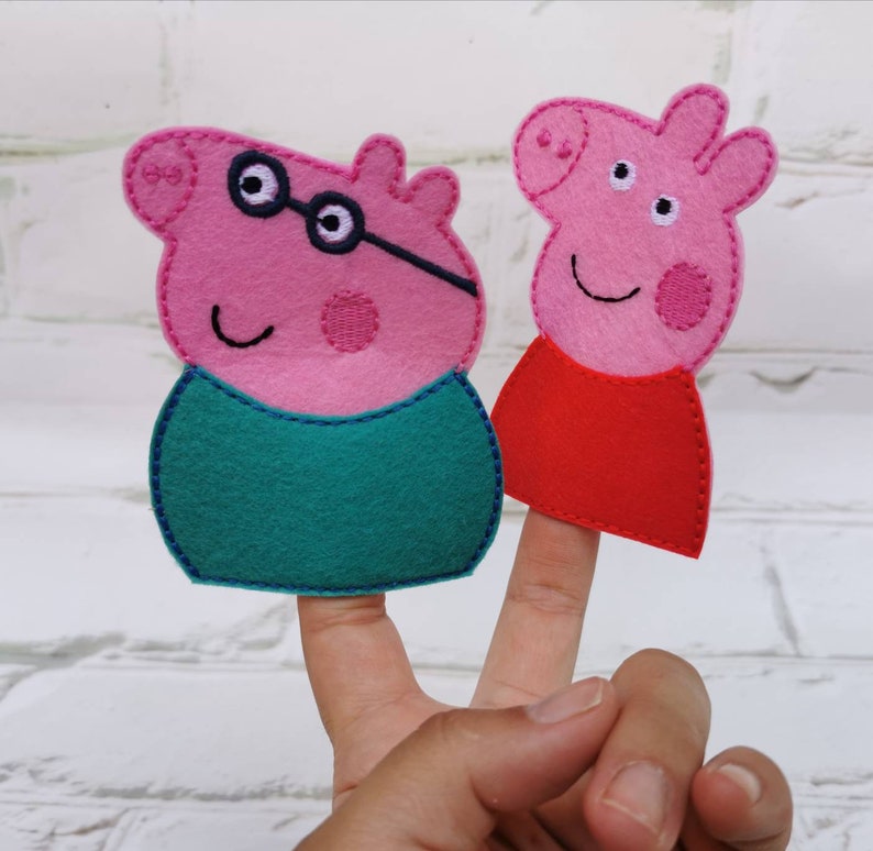 Peppa Pig Finger Puppets Felt Pig Finger Pig Family Felt Etsy