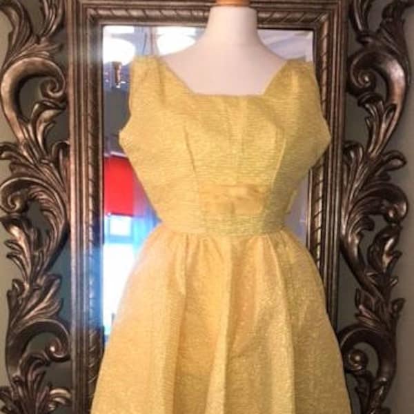 1950's Grease prom dress.UK Size 6-8, US Size 2-4 .Belle , Vintage Cocktail Dress , Yellow Prom gown , Sandra Dee , Audrey Hepburn ,