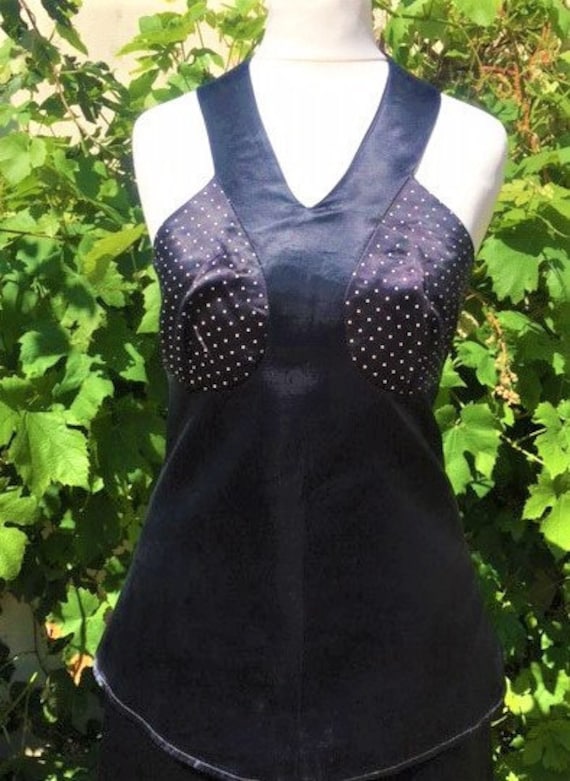 Quirky 1970's Evening Outfit. Black/White Halter N