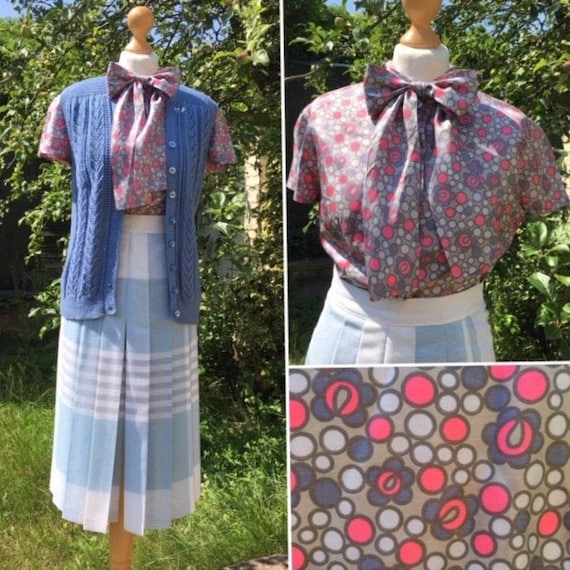 1960's-1970's Mod Blouse UK12. US 8. Vintage Short