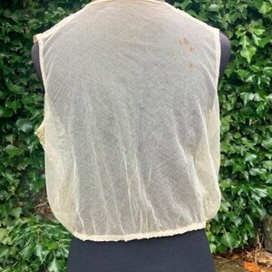 1930s lace Top with neck ruffle.M. Pretty Vintage antique lace top. Cream Lace Sleeveless Top image 7