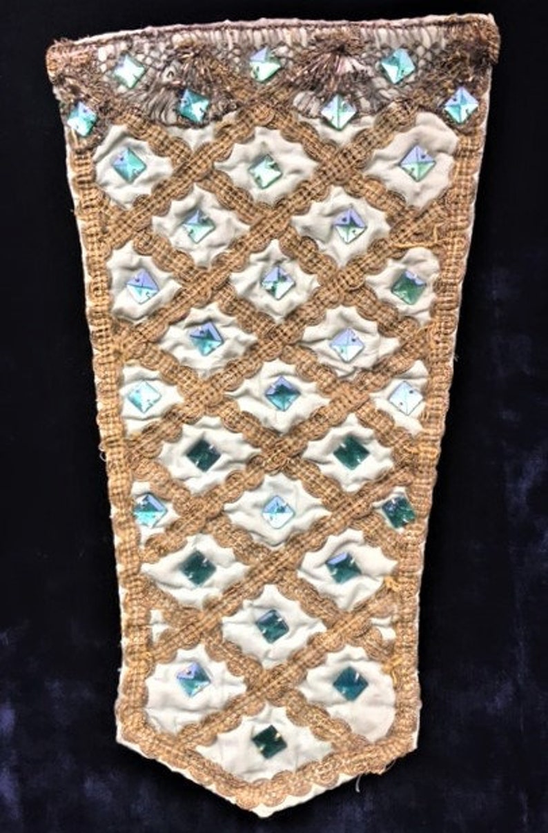 Antique Stomacher. Bodice Front,Embellished Green and Gold, 18th Century , Harlots, Maid Marion/Courtier Dress Panel.Costume Panel. image 2