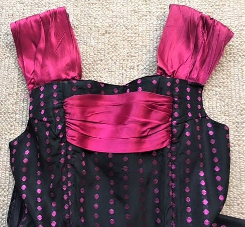 1950's Swing Dress.black and Pink Taffetta Fit and Flare - Etsy UK