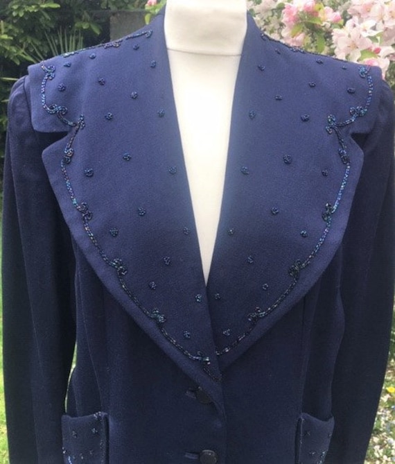 1940's Evening Jacket UK12-14,US 8-10.WW2 Midnight