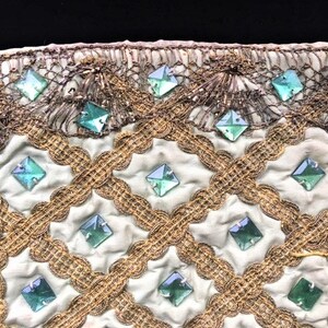 Antique Stomacher. Bodice Front,Embellished Green and Gold, 18th Century , Harlots, Maid Marion/Courtier Dress Panel.Costume Panel. image 3