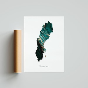 Schweden-Druck-Plakat Schweden Kunst Schweden Reise-Karte Schweden Druck Schweden Malerei Geschenk Druck - Ungerahmt