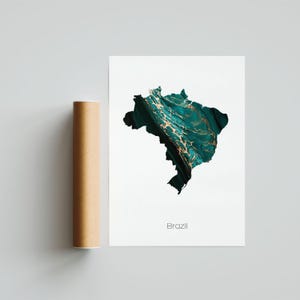 Brasilien Karte Drucken Poster Brasilien Kunst Brasilien Karte Brasilien Brasilien Brasilien Geschenk Druck - Ungerahmt