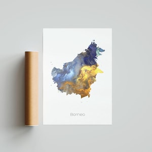 Borneo Druck Poster Borneo Kunst Borneo Reise Karte Borneo Druck Borneo Malerei Geschenk Druck - Ungerahmt