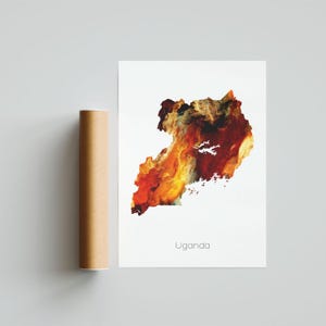 Uganda Druck Poster Uganda Kunst Uganda Reise Karte Uganda Druck Uganda Geschenk Druck - Ungerahmt