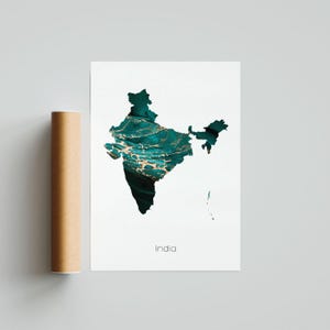 Indien Druck Indien Poster Indien Kunst Indien Reise Karte Indien Druck Indien Geschenkdruck - Ungerahmt