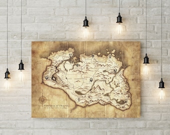 Tamriel Map Wall Art Print the Elder Scrolls Skyrim - Etsy