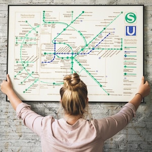Vintage Berlin Metro Map Poster – East German S-Bahn & U-Bahn Transit Map – DDR Berlin Wall Era Print, Retro German Transport Decor