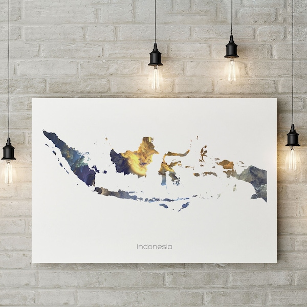 Indonesia print poster Indonesia art Indonesia travel map Indonesia print Indonesia painting  Gift print - Unframed