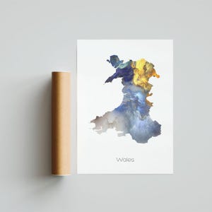 Wales Karte Druck Poster Wales Kunst Wales Reise Karte Wales Druck Wales Malerei Geschenkdruck - Ungerahmt