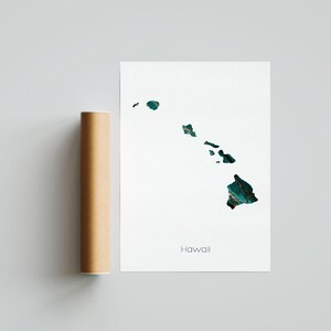 Hawaii Print Poster Hawaii Kunst Hawaii Landkarte Hawaii Print Hawaii Landkarte Geschenkdruck - Ungerahmt