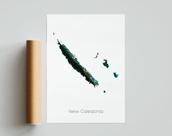 New Caledonia Map Art Print: Rustic Travel Poster, Unframed