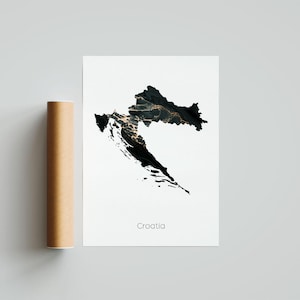 Kroatien Karte Druck Poster Kroatien Reise Karte Kunst Geschenk Druck - Ungerahmt
