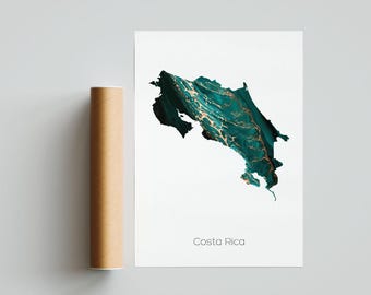 Póster con mapa de Costa Rica - Impresión de regalo - Sin marco