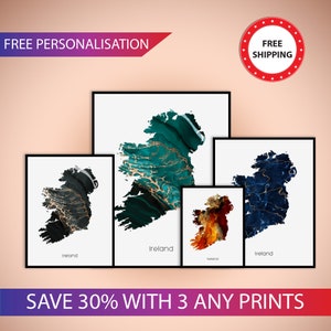 Ireland wall art print poster travel map Gift print - Unframed