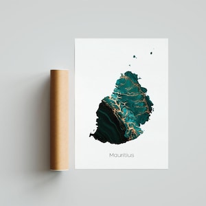 Mauritius Druck Poster Mauritius Kunst Mauritius Reisekarte Mauritius Druck Mauritius Malerei Geschenkdruck - Ungerahmt