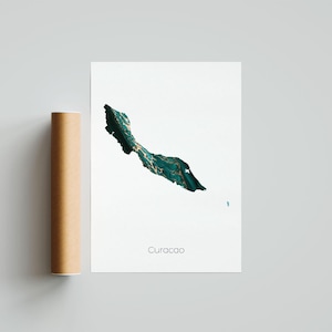 Curacao Druck Plakat Curacao Kunst Curacao Reise Karte Curacao Druck Curacao Malerei Geschenkdruck - Ungerahmt