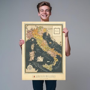 Mapa zabytków Włoch Mapa vintage – odkryj kultowe zabytki Włoch