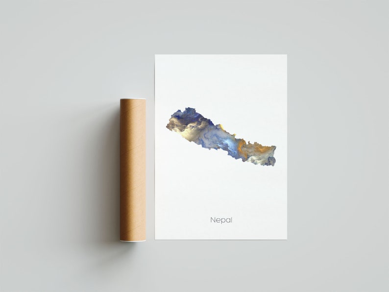 Nepal Poster Nepal Art Nepal Map Nepal Print Nepal Etsy