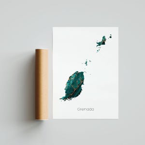 Affiche imprimée Grenade Art de la Grenade Carte de voyage de la Grenade Impression de la Grenade Peinture de la Grenade Impression cadeau - Sans cadre