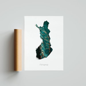 Finnland Druck Poster Finnland Kunst Finnland Reise Karte Finnland Druck Finnland Geschenk Druck - Ungerahmt