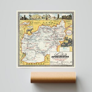 Vintage Afghanistan Map Print 1963 Kabul Poster Historical Middle East ...