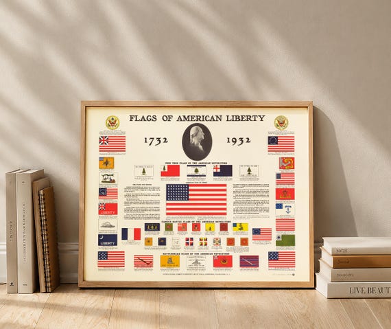 Vintage Flags of American Liberty Poster - Historical US Flag