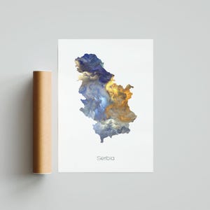 Serbien Druck Poster Serbien Kunst Serbien Reise Karte Druck Serbien Malerei Geschenkdruck - Ungerahmt