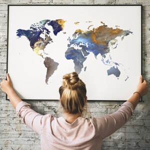 Large World Map Art Print: Travel Poster, High Color (Unframed)