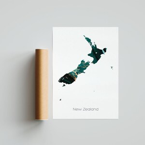 Neuseeland Map Print Poster Neuseeland Kunst Neuseeland Reise Karte Neuseeland Print Neuseeland Geschenk Kunstdruck - Ungerahmt