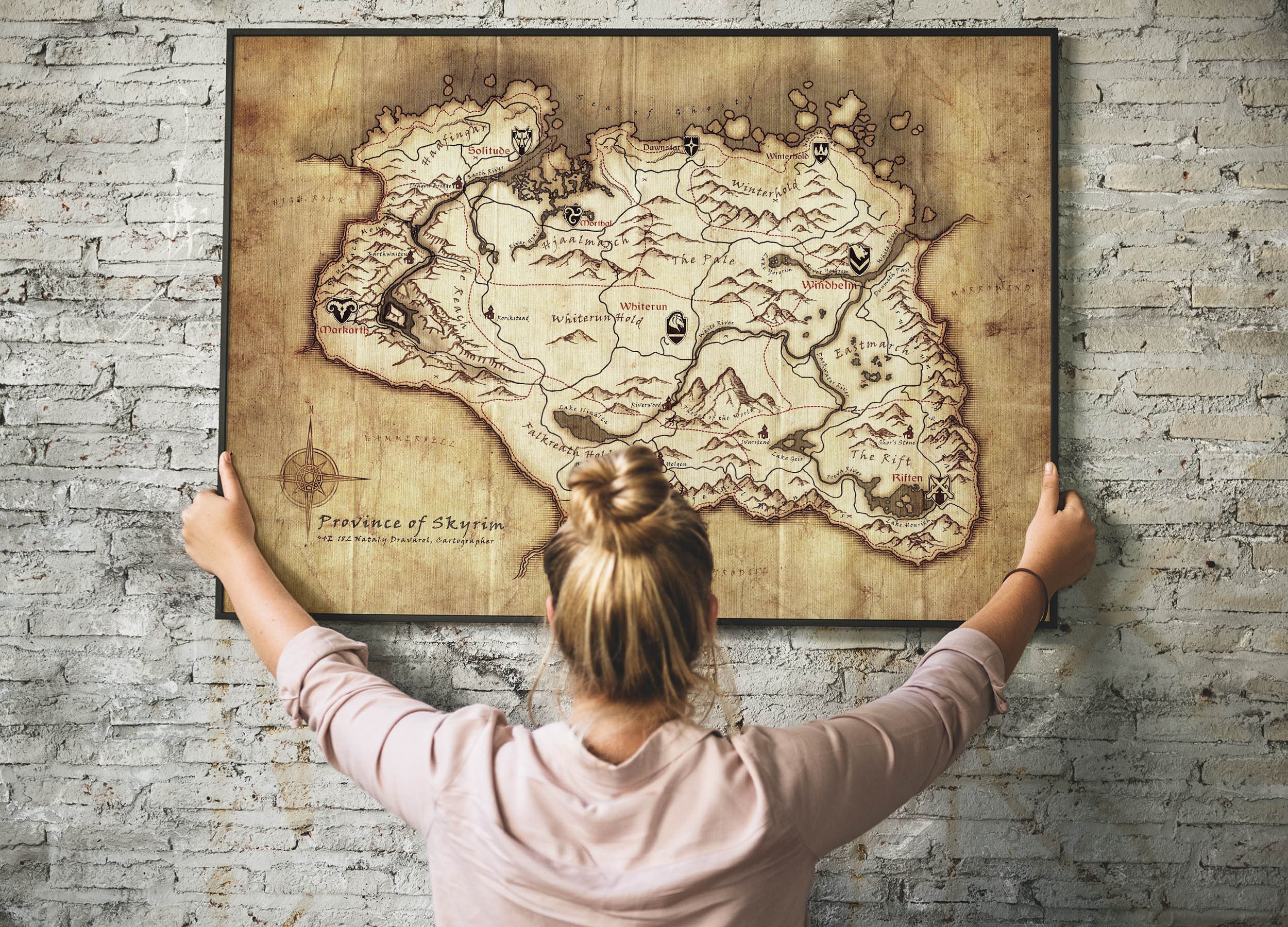 Skyrim Map Print: Tamriel Elder Scrolls Wall Art Poster - Etsy, image size:2500x1800