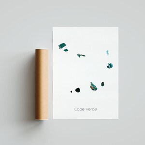 Kap Verde Druck Plakat Kap Verde Kunst Kap Verde Reise Karte Kap Verde Druck Kap Verde Malerei Geschenk Druck - Ungerahmt